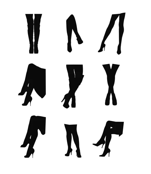 Womens legs set in silhouette — Stock Vector