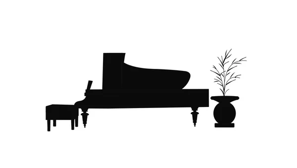 Baby grand piano silueta — Stockový vektor