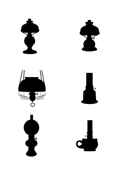 Kerosine lampen set — Stockvector