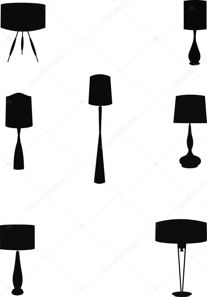 Houeshold lamps retro style in silhouette