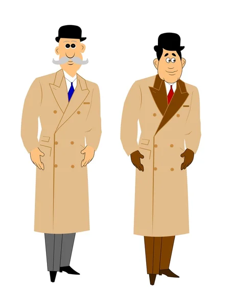 2 hombres con abrigos — Vector de stock