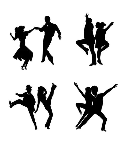 Танцоры в силуэте — стоковый вектор