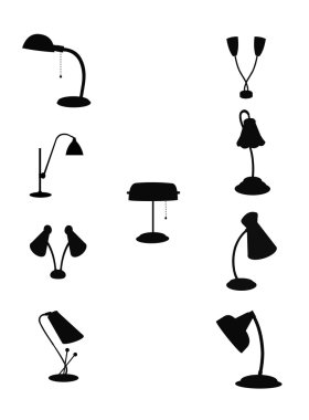 Gooseneck lamps in silhouette clipart