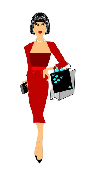 Alışveriş kadın — Stok Vektör