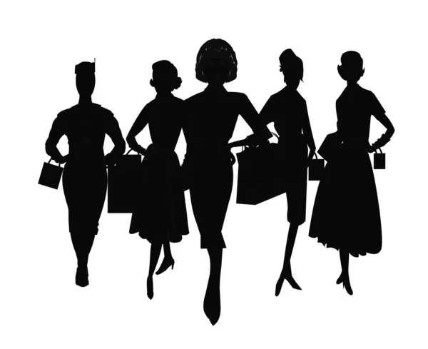 Grupo de mujeres de compras — Archivo Imágenes Vectoriales