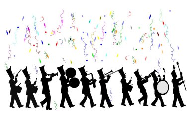 Marching band in celebtarion parade clipart