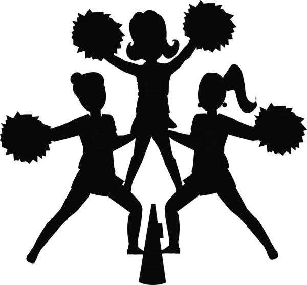 Cheerleader nella silhouette — Vettoriale Stock