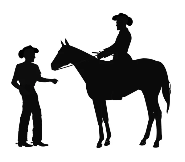 Cowboys em silhueta — Vetor de Stock
