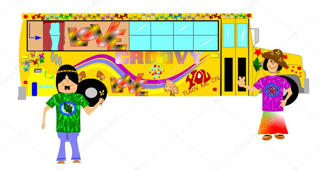 Hippie retro school bus