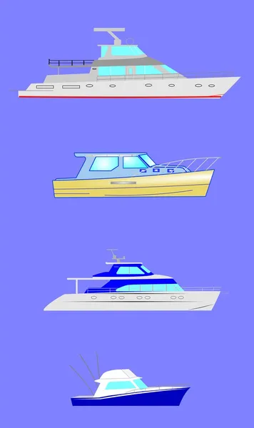 Variety of fishing boats — Stock Vector