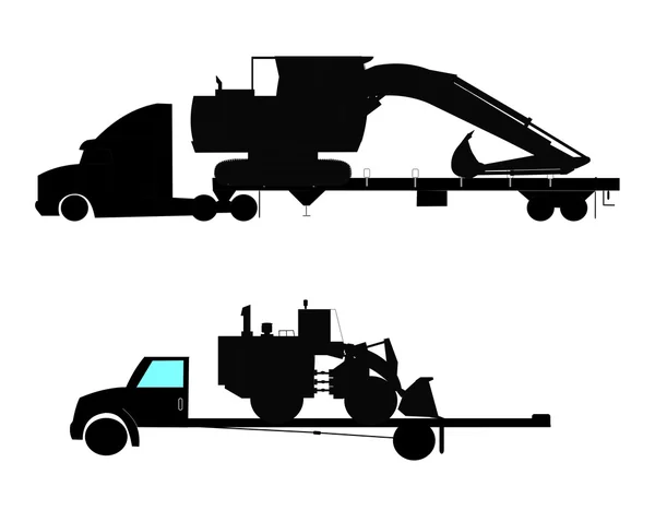 Machinerie lourde sur remorques — Image vectorielle