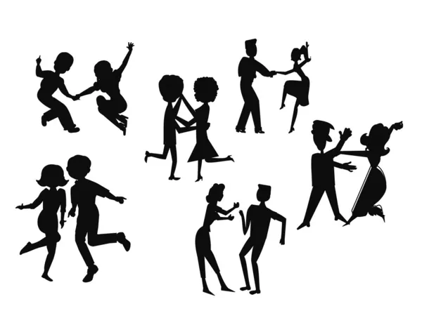 Silhouette della festa di danza — Vettoriale Stock