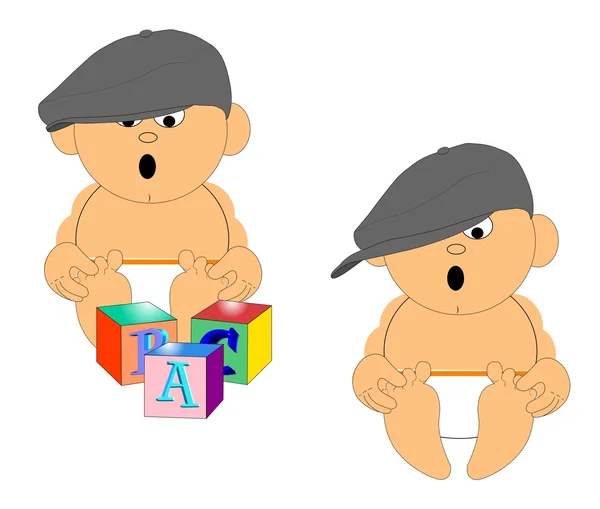 Bébé avec un chapeau de papas sur la tête — Image vectorielle