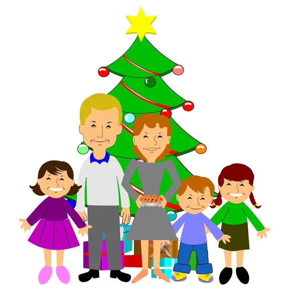 Noël à la maison familiale rétro — Image vectorielle