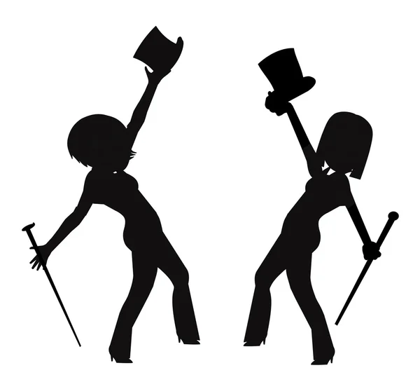 Dancers with top hats and canes — Stock Vector