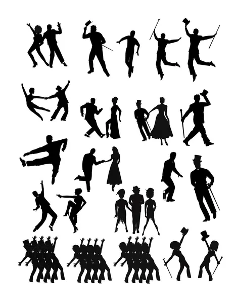 Dancers collection in silhouette — Stock Vector