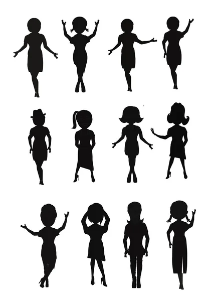 Women in silhouette collection — Stock Vector