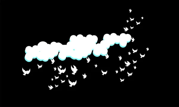 Doves in flight in silhouette — Stock Vector