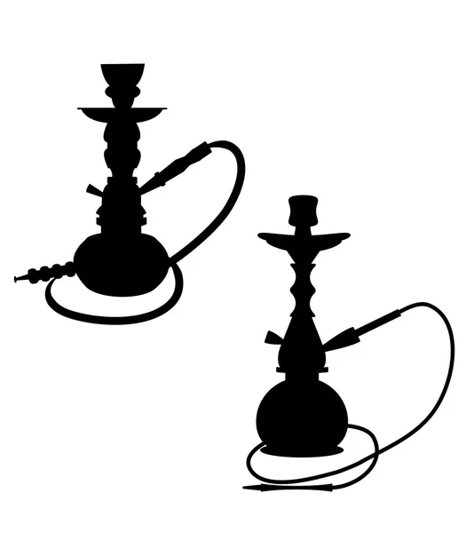 Hookah pipes in silhouette — Stock Vector