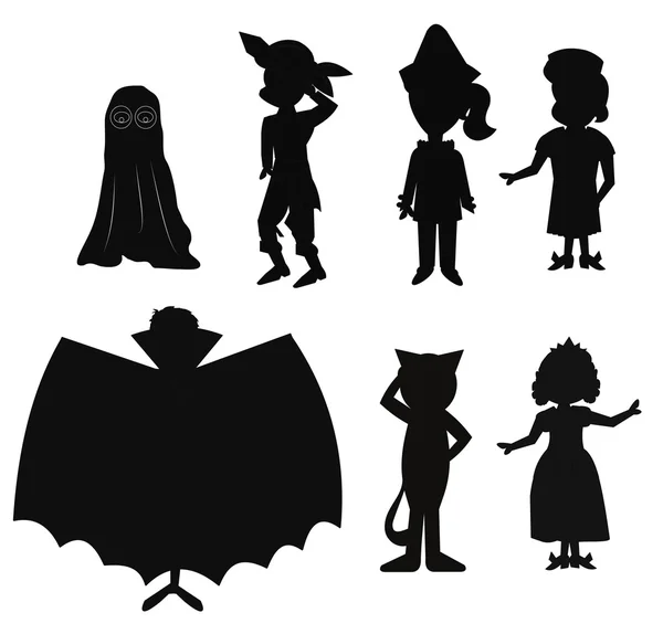 Niños en siluetas para Halloween — Vector de stock