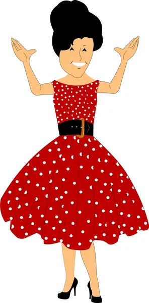 Jaren vijftig polka dot jurk — Stockvector