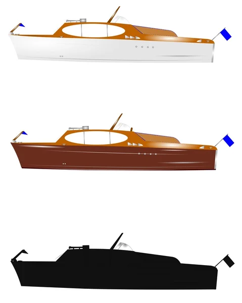 Barcos retro runabout — Vector de stock
