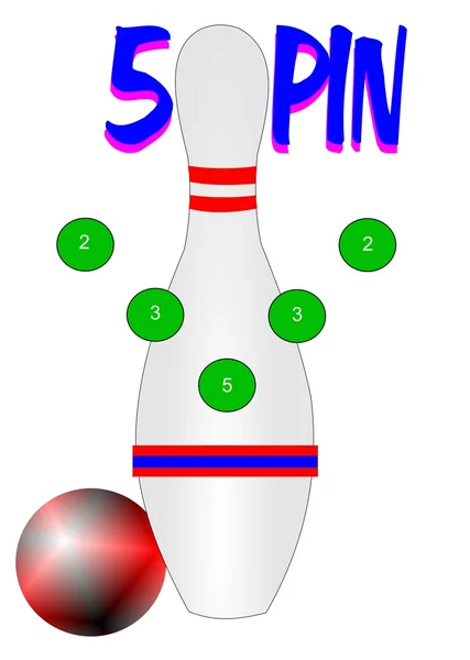 5 pin ボウリング コンセプト — ストックベクタ