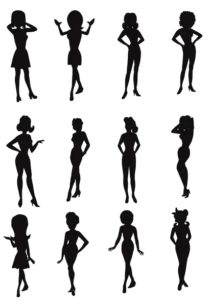 Female silhouettes posing — Stock Vector