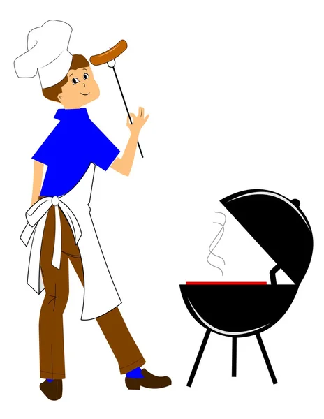 Boy barbequeing — Stock Photo, Image