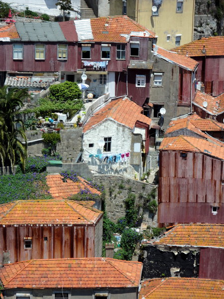 Old houses of Porto with red roof, Portugal
