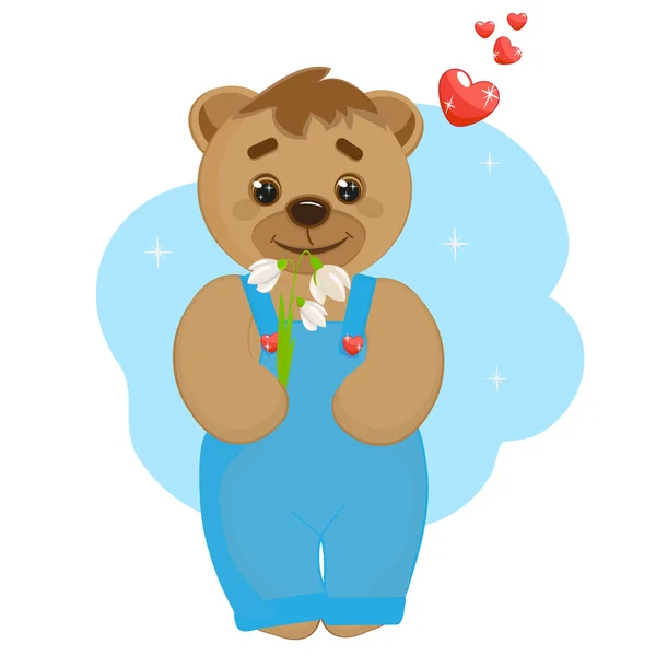 Tekenfilm Personage Teddy Bear Love — Stockvector