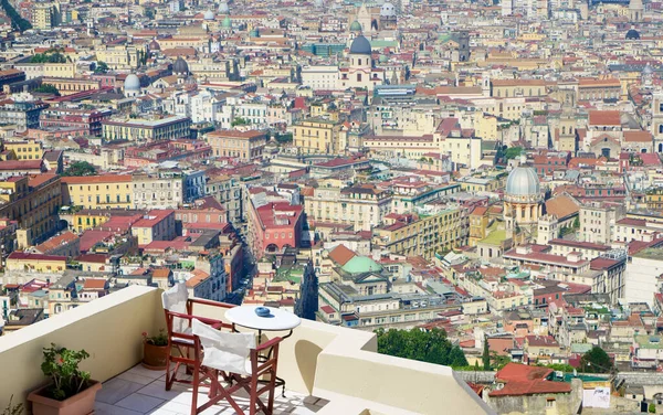 Vista Dalla Terrazza Del Ristorante Sulla Città Napoli — Foto Stock