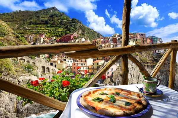 Pizzeria Manarola Villaggio Pescatori Parco Nazionale Delle Cinque Terre Liguria — Foto Stock