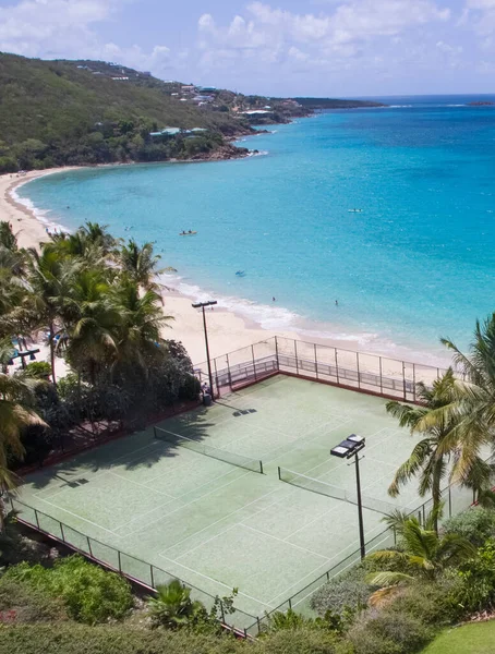 Top View Caribbean Tennis Court Usvi — 图库照片