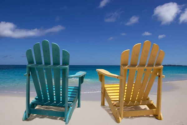 Two Beach Chairs White Sand Caribbean Coast — 스톡 사진