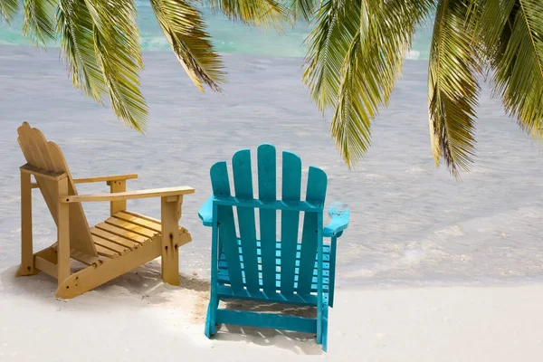 Two Beach Chairs Caribbean Coast — 스톡 사진