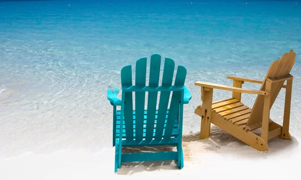 Two Beach Chairs White Sand Caribbean Coast —  Fotos de Stock
