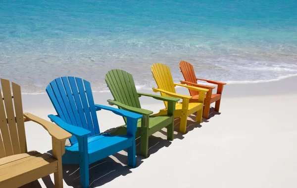 Coloridas Sillas Playa Costa Aruba —  Fotos de Stock
