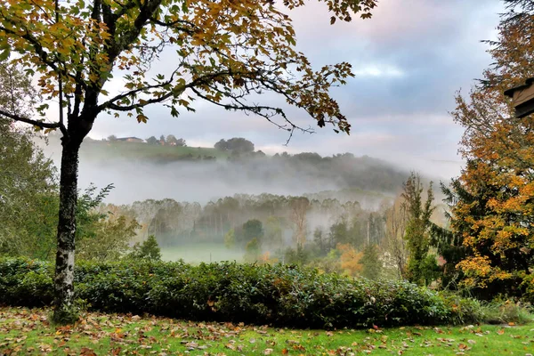 Early Morning Mist Autumn Dordogne Franc — Stock Photo, Image