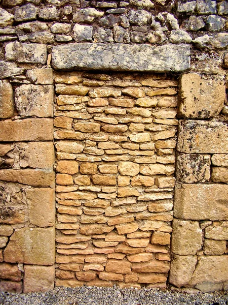 Ancient Doorway Sealed Limestone Wall Found Street Leon Sur Vezere — Fotografia de Stock