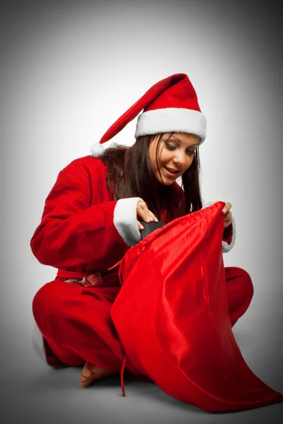 Père Noël avec sac de Noël — Photo