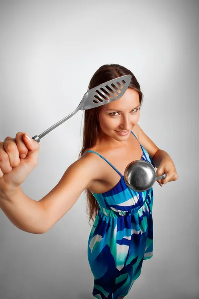 Violent housewife — Stock Photo, Image