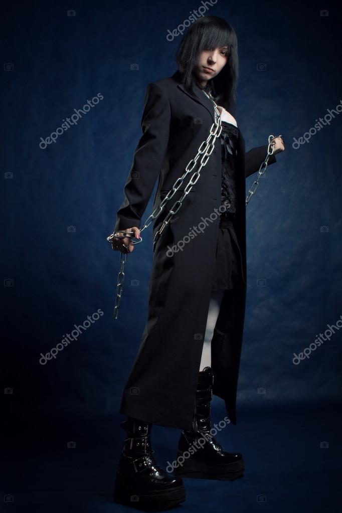 Blue gothic woman in chains