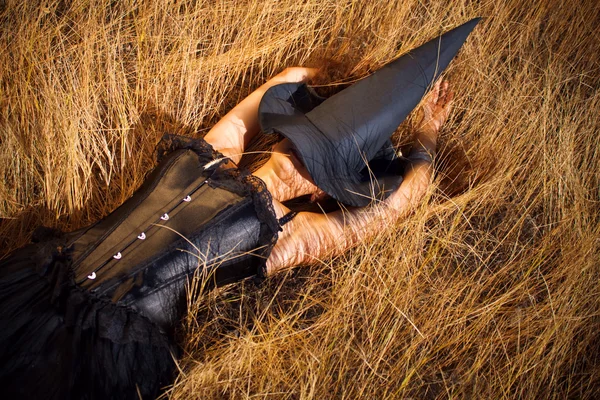 Witch in the field — Stock Photo, Image