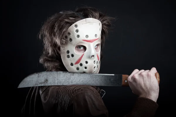 Maniac with machete — Stock Photo, Image