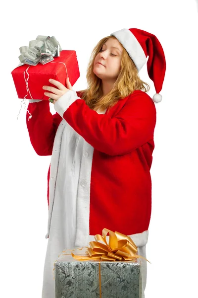 Santa helper con regali — Foto Stock