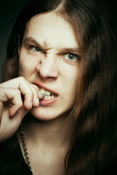 Angry guitarist — Stock Photo, Image