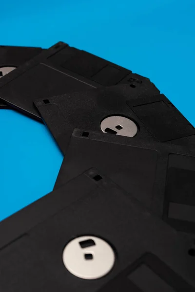 Stack Floppy Disks Blue Background — Stock Photo, Image