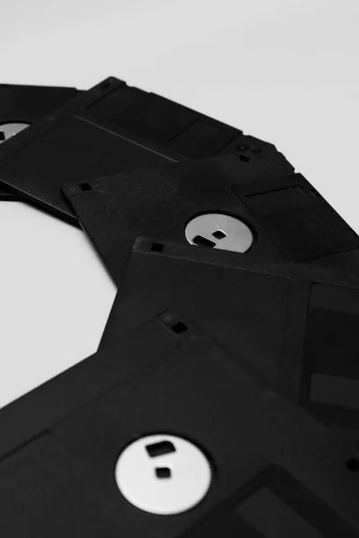 Szoros Felvétel Egy Halom Floppy Lemezről — Stock Fotó