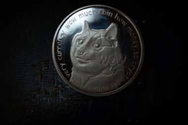 Anakart üzerinde bir dogecoin yakın çekim